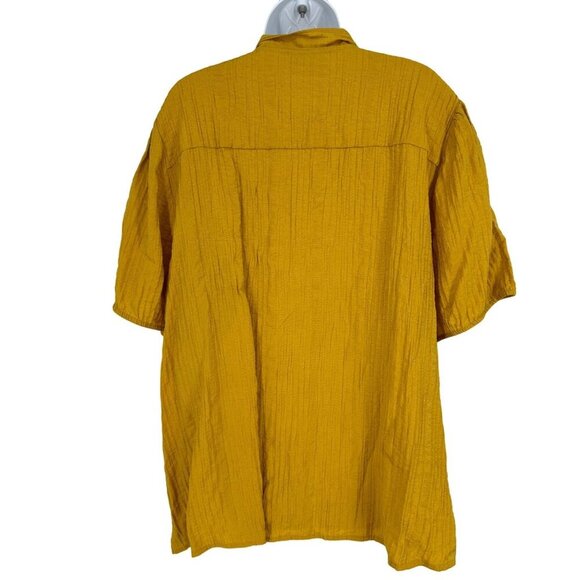 Lane Bryant Mustard Yellow Blouse with Built in Neck Tie Size 24 - Picture 2 of 10